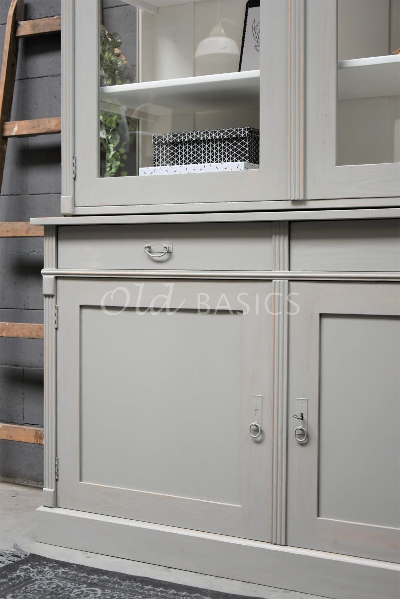 Detail van Servieskast, 2 deuren, RAL7030, grijs, materiaal hout